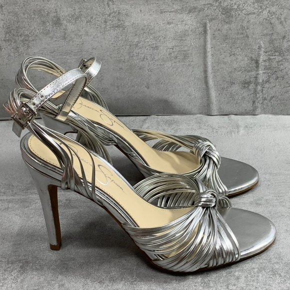 Jessica Simpson Silver Strappy Knotted Vamp Detail - Picture 3 of 10